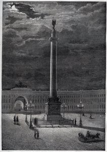 Alexandersøylen i St. Petersburg, Russland - Alexandersøylen i St. Petersburg - gravering fra 1870 av Unknown artist