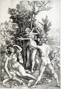 Allegorisk figur av sjalusi - gravering 1500-tallet av Unknown artist