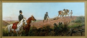 Allegori som skildrer Napoleon som pløyer under tilsyn av sin svarte tjener i St. Helena, olje på lerret av Olivier Pichat (1825 - 1912) av Unknown artist