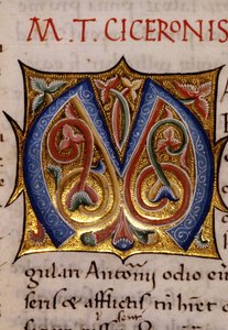 Alfabet: miniatyrert bokstav M av Unknown artist