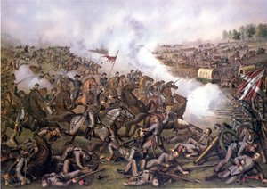 Amerikansk borgerkrig (1861–1865): Battle of Five Forks (Virginia) 1. april av Unknown artist