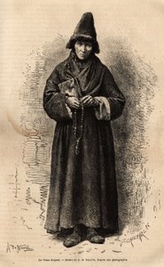 En gammel troende, som tilhører den russiske folkekirken (og avviser den ortodokse kirken), som representerer en av de utallige kultene som har utviklet seg på territoriet, med dette religiøse påskuddet for å uttrykke sin dype politiske uenighet med Mos av Unknown artist