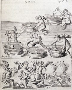 Angelots og komplementer - i "en ny demonstrasjon av jordens immobilitet hevdet av magnetisk kraft" av Giacomo Grandamico av Unknown artist