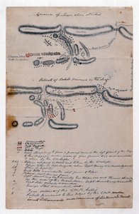 Kommentert skissekart over slaget ved Boomplaats, 29. august 1848 (papir) av Unknown artist