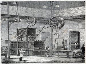 Apparat for vulkanisering av gummi med tørr damp - i "" The wonders of the industry"" av Louis Figuier av Unknown artist