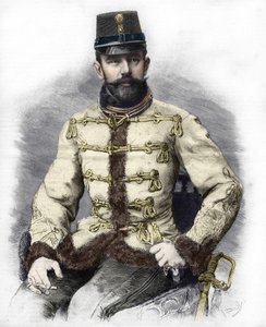 Erkehertug Rudolf av Habsburg (1858-1889), kronprins av Østerrike. Gravering av 1889. av Unknown artist