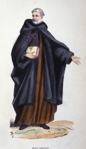 armensk munk. Gravering fra et album på religiøse ordre, Paris av Unknown artist
