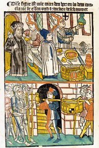 Ankomst av mat slik at medlemmene av Constance of Constance (1417) hvor pave Martin V ble valgt kunne spise. «Das Concilium» av Unknown artist
