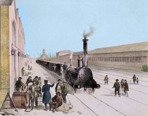 Ankomst av godstoget fra Paris Orleans Line - Gravering av 1800-tallet - Privee Collection av Unknown artist