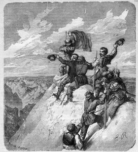 Ascension of the Illimani (6.439 m) (Nevado Illimani, peak of Paris) by Charles Wiener (1851-1913) French explorer and diplomat and his companions - engraving in “” journal des voyages””” 1887 av Unknown artist