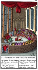 Forsamlingen av Council of Trent (1545 - 1563), gravering 1706. av Unknown artist