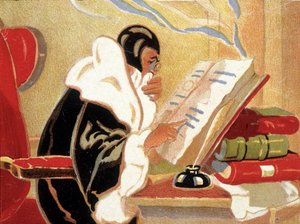 Astrolog: Nostradamus studerer en bok. av Unknown artist