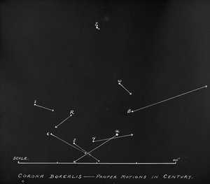Astronomisk glassplatediagram av stjernebevegelser i stjernebildet Korona Borealis (glassnegativ) av Unknown Artist