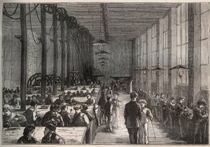 Jernverksted - Kommunal læreskole på Boulevard de la Villette i Paris i 1875 - gravering av Unknown artist