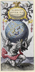 Atlas som bærer verden. Gravering fra begynnelsen av 1600-tallet. av Unknown artist