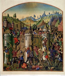 Angrep på Philippe Augustes slott med utsikt over Paris og Montfaucon-galgen under 100-årskrigen, midten av 1400-tallet. av Unknown artist