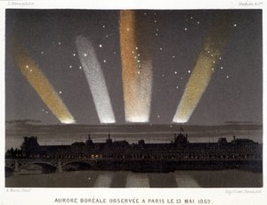 Aurora Borealis observert i Paris 13.05.1869 - i "" Magnetism and Electricity"" av Amédée Guillemin av Unknown artist