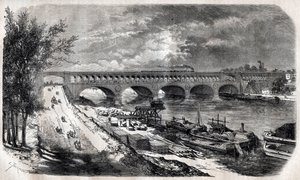 Auteuil Viaduct (Point du Jour Bridge) i 1867 av Unknown artist