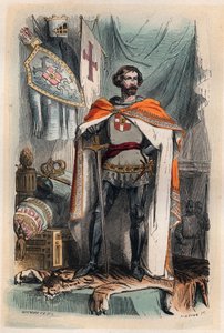 Baldwin I av Konstantinopel - Portrett av Baudouin I, latinske keiser av Orienten (1171-1206), ble keiser av Konstantinopel ved å delta i det fjerde korstoget. Også kjent som Baudouin IX av Flandern (eller Baudouin VI av Hainaut). Gravering fra 1868 i av Unknown artist