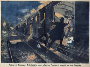 Banditter angriper et tog, Frankrike av Unknown Artist
