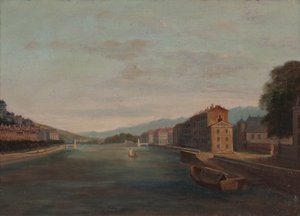 Banks of the Isère i Grenoble 1864 (Olje på lerret) av Unknown artist