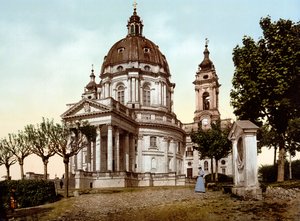 Basilica della Superga (Basilica of Superga) in Turin (Torino) in Italy in 1890 av Unknown artist