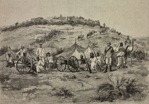 Batteri av Federico Ciccodicola (1860-1924), Eritrea, tegning av EX fra L#39;Illustrazione Italiana, år XXI, nr. 1, 7. januar av Unknown Artist