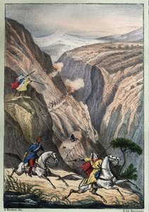 Battle at the Teniah of Mouzaìa, at Mount Atlas Pass between French troops and Arab Resistance av Unknown artist