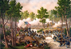 Battle of Spottsylvania between 8 and 18/05/1864. Engraving v. 1888. av Unknown artist