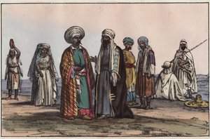 Beduiner - beduiner - gravering fra "" skikker og tradisjoner til alle folkeslag i universet. Det vil si historien om regjeringen, lovene, militsen, om religionen til alle nasjoner fra de fjerneste tider til i dag "1856 av Unknown artist