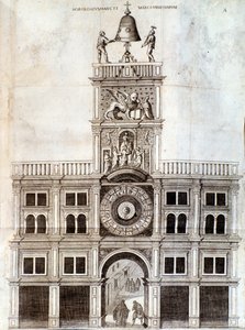 Klokketårnet til San Marco-kirken i Venezia. Side fra De campanis av Rocca av Unknown artist