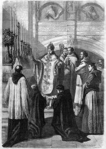 Velsignelse av egg på påskesøndag i Abbey of Solesmes (Sarthe) i 1868 av Unknown artist