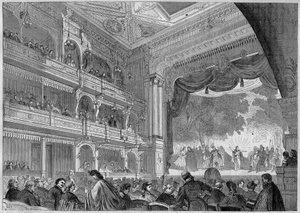 Berlin, utsikt over den nye salen til Wallner Theatre gjenoppbygd i 1865. I "" L