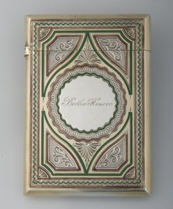 Bertha Palmers kortveske, ca.1865, Sterling sølv, emalje, Maker ukjent av Unknown artist