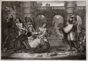 Bible of Royaumont, Old Testament: Jeremiah prophete. The holy Prophete and the pit. Illustration from 1811. av Unknown artist