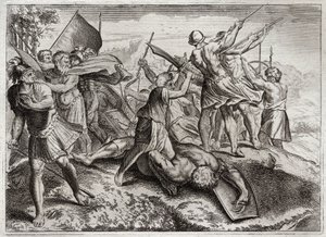 Bibelen til Royaumont, Det gamle testamente: Jonathas Pontiff. Jonathas (Jonathan) etterfølger sin bror Judas Machabee (Maccabee, Macabee) i spissen for opprøret mot selevicidene. Han vant flere seire. Diodot Tryphon overrasker ham til slutt med forræderi av Unknown artist