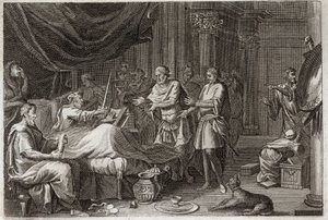 Bible of Royaumont, Old Testament: Judas Machabee. Judas Machabee (Maccabee, Macabee) succeeded his father Matathias (Mathathias, Mattathias) in the conduct of the army, and supported all the Jewish people against the oppression of the Seleucides. Illustra av Unknown artist