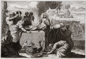 Bible of Royaumont, Old Testament: Loth separates from Abraham. A quarrel aroused between the shepherds of Abraham and Loth, and they separated from one another, and Loth withdrew to Sodom. Illustration from 1811. av Unknown artist