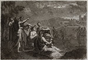 Bibelen til Royaumont, Det gamle testamente: spådommer om Jerusalem. Gud har gitt opp våpen i luften mot Jerusalem, for å tære på det onde som skulle smelte over henne. Illustrasjon fra 1811. av Unknown artist