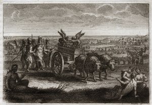 Bibelen til Royaumont, Det gamle testamente: Arken kom tilbake. Filisterne sender Paktens Ark tilbake til Judee for å unngå ondskapen den påførte dem hver dag. Illustrasjon fra 1811. av Unknown artist