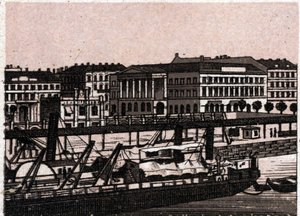 Budapest, Ungarn: utsikt over Donau-kaien. i "" Verden illustrerer 168 visninger"" Udatert (slutten av 1800-tallet) av Unknown artist