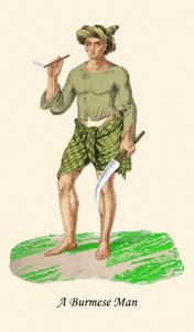 Burmesisk mann med kniv eller Dha av Unknown Artist