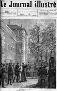 CAMPI, ASSASSINEREN AV RUE DU REGARD - "" Henrettelsen av leiemorderen Michel Campi, på place de la Roquette, 30. april 1884 - GUILLOTINE - gravering i "" Le journal illustrious"" av 1884 av Unknown artist