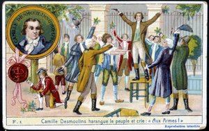 Camille Desmoulins plage folket og ropte "" Med armer! "" - chromo., slutten av 1800-tallet av Unknown artist