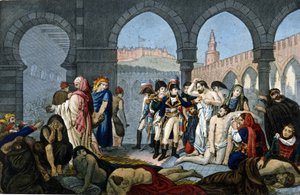 Kampanje (ekspedisjon) av Egypt (1798-1801): General Bonaparte besøker pestiferes sykehus i Jaffa. Gravering 1800-tallet. av Unknown artist