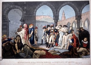 Kampanje (ekspedisjon) av Egypt (1798-1801): Napoleon besøker Jaffa-pestifrene i Egypt, rundt 1800. av Unknown artist