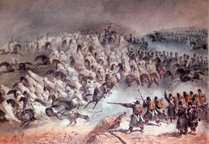 Algerie-kampanjen, erobring av Konstantin: tilbaketrekningen av den franske hæren i Sidi-Tamtam, 27. november 1836 (litografi) av Unknown artist