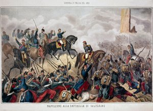 Italias kampanje: "" Slaget ved Solferino, 24. juni av Unknown artist