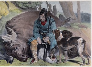 Kanadiske Huron Elk Hunt - i "" Shyths sketcher in the Canadas"" av Coke Smyth, London av Unknown artist