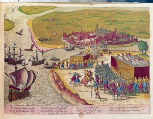 Fangst av fortet Brielle i 1572 Hollande. Gravering av 1600-tallet B.N. Paris av Unknown artist
